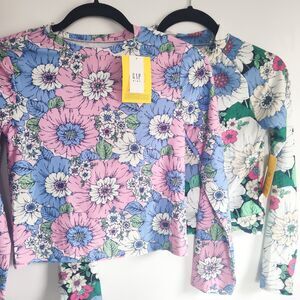 Lot Of 2 New GAP Girls Swim UPF 50+‎ Floral Rash Guard Long Sleeve XXL 14-16 NWT